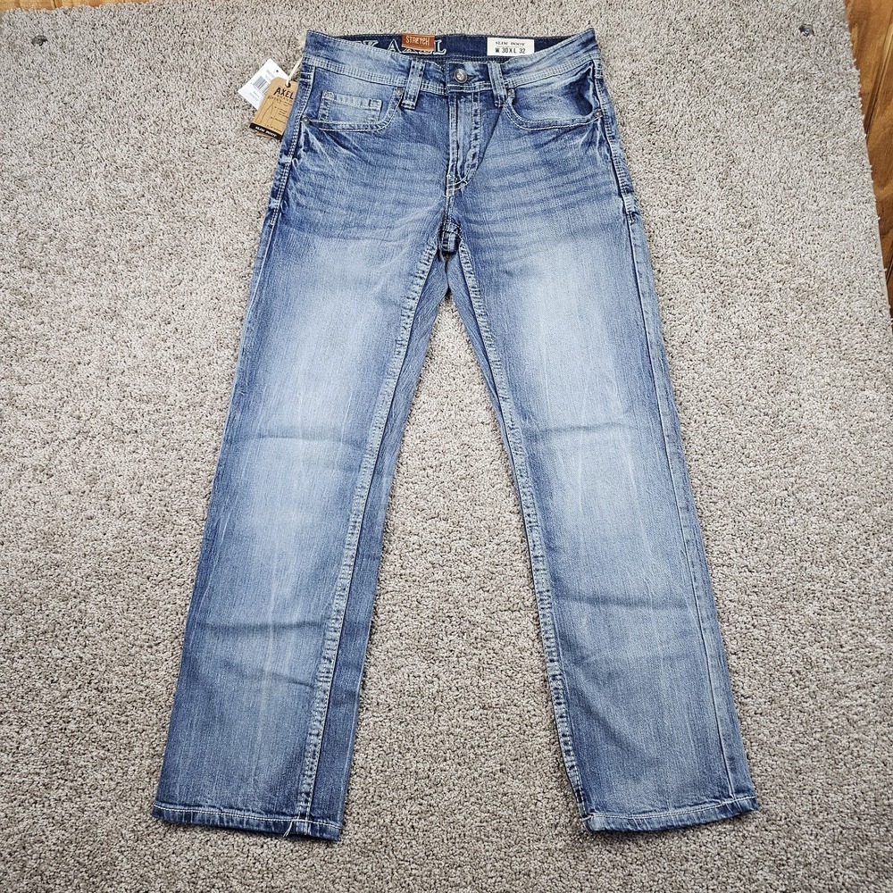 TK Axel Slim Boot Cut Jeans Mens Size 30x32 Light Wash Stretch NWT